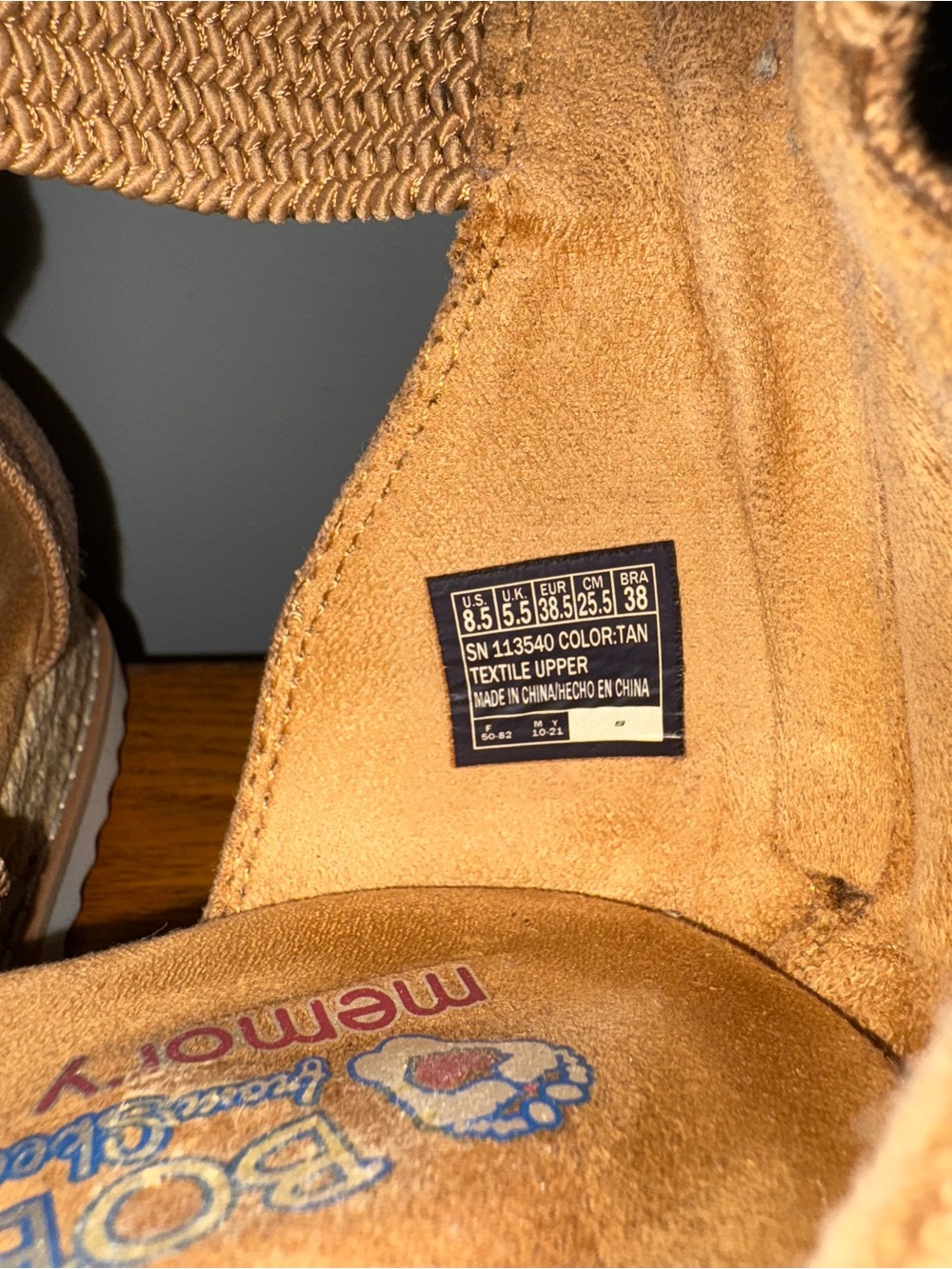 BOBS from Sketchers Woven Strappy Platform Espadrille Sandals Tan Taupe Size 8.5 - Picture 15 of 16